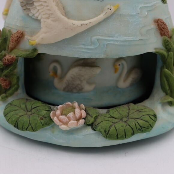 Sanyo Swans Spinning Water Globe Music Box Vintage - Picture 9 of 12